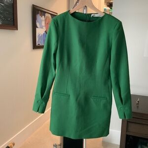 NWT Zara GreenTailored Mini Dress Size M